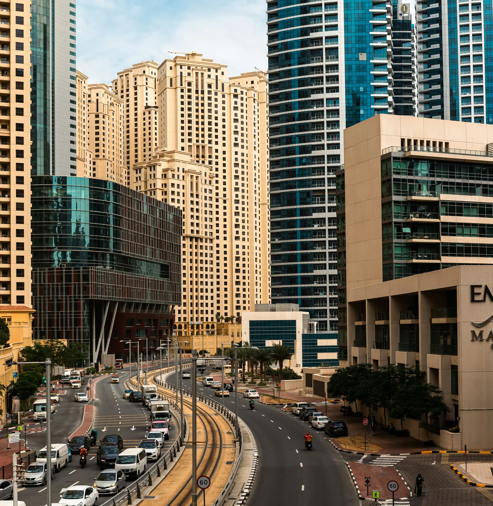 JBR and Dubai road infrastructure viewed from above